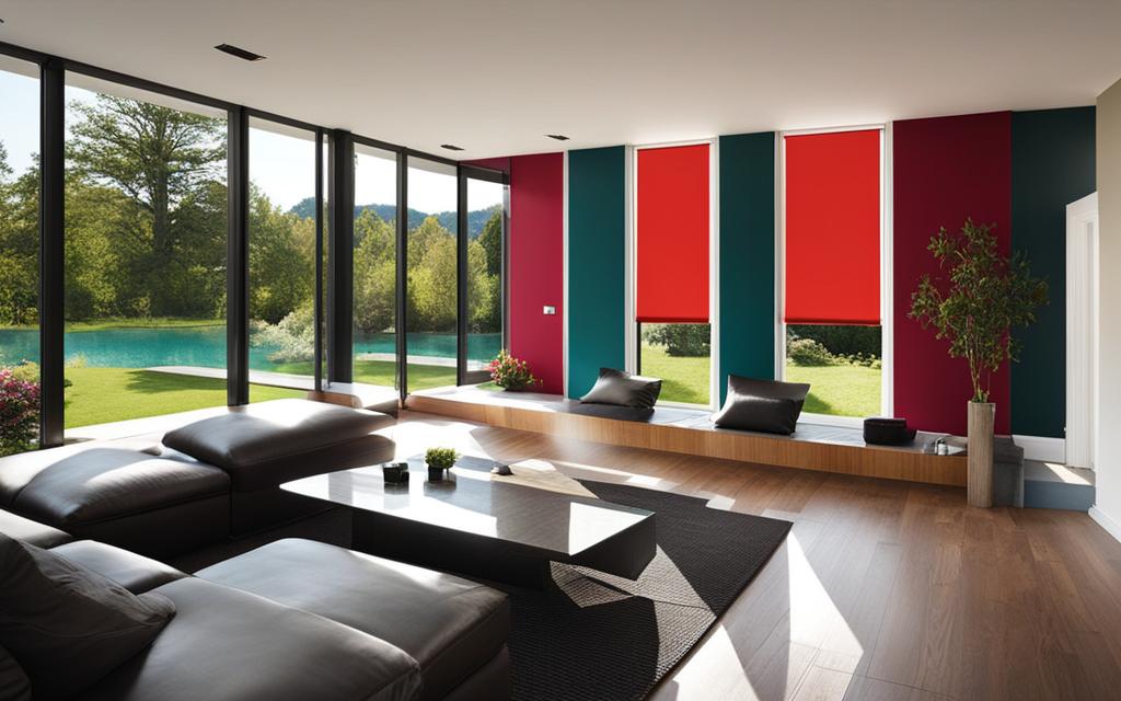 Vista interior de casa moderna que mira al jardín con piscina, a través de sus Termopaneles